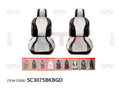 GTK Universal Car Seat Cover PVC+Velvet Rear Seat With Zipper, 12Pcs Set, 5 Seater, Black+Dark Beige