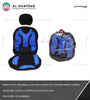 Prima Auto Universal Car Seat Cover PVC Leather Prince Jersey Jacquard, 11Pcs, 5 Seater, Black-Blue 3106