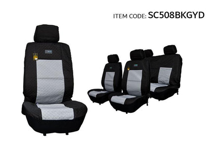 Prima Auto Universal Car Seat Cover Best Brand Pvc With Stamp Diamond, 11 Pcs 5-Seater, Black-Gray