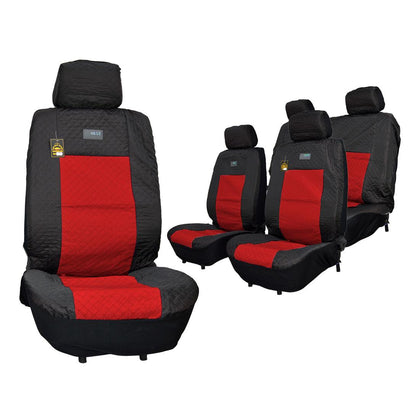 Prima Auto Universal Car Seat Cover Best Brand PVC With Stamp Diamond, 11 Pcs 5-Seater, Black-Red