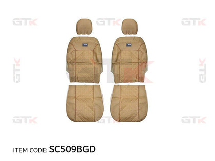Al Khateeb Universal Car Seat Cover U-Type 15Cm Skirt, 11Pcs/Set 5 Seater, Black+Blue And Golden Thread