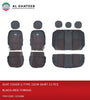 Al Khateeb Universal Car Seat Cover U-Type 15Cm Skirt, 11Pcs/Set 5 Seater, Black+ Golden Thread