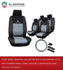 Sport Series Universal Car Leather Seat Cover Diamond Style With Steering Wheel Cover, 14Pcs Set, 5 Seater, Black Gray