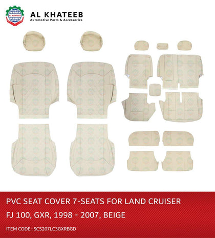 Al Khateeb Car Leather Seat Covers For Land Cruiser FJ100 1998-2007 Gxr, 7 Seats, Dark Beige No.3