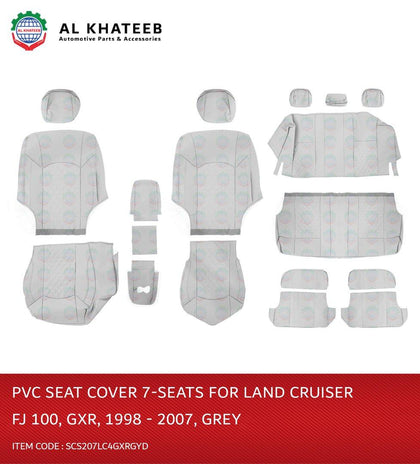 Al Khateeb Car Leather Seat Covers For Land Cruiser FJ100 1998-2007 Gxr, 7 Seats, Dark Gray No. 4