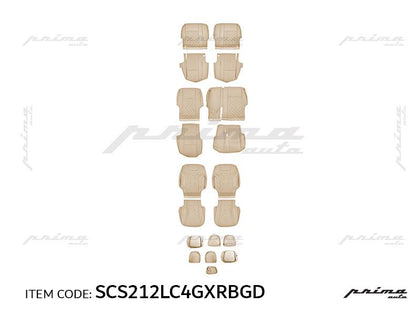 Prima Car Leather Seat Cover Front & Rear Land Cruiser FJ200 Gxr 2008-2015, 21Pcs Set, 7 Seater, Beige, No. 4