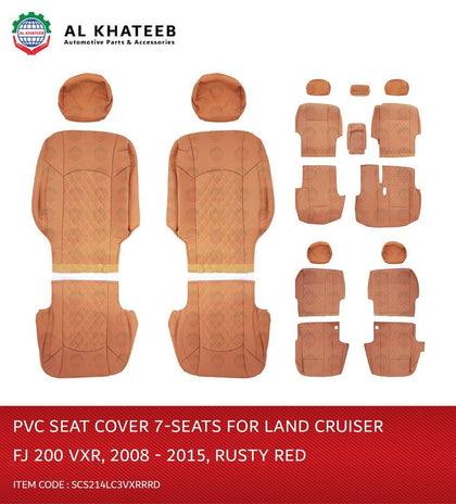 Al Khateeb Car Seat Covers For Land Cruiser FJ200 2008-2015 Vxr, 7 Seats, Rusty Red