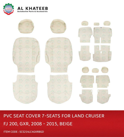 Al Khateeb Car Seat Covers For Land Cruiser FJ200 2008-2015 Gxr, 7 Seats, D. Beige