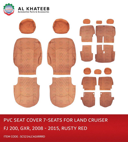 Al Khateeb Car Seat Covers For Land Cruiser FJ200 2008-2015 Gxr, 7 Seats, Rusty Red