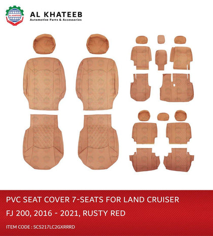 Al Khateeb Car Seat Covers Land Cruiser FJ200 2016-2020 GXR, 7 Seats, Rusty Red