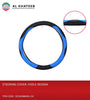 Auto Universal Car Steering Wheel Cover Leather Hole Design, Black-Light Blue