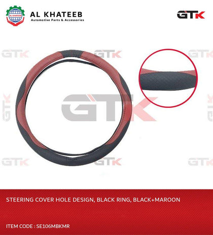 STEERING COVER HOLE DESIGN, BLACK RING, BLACK+MAROON