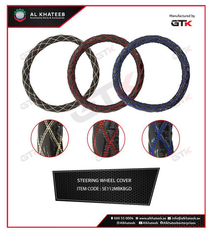 STEERING WHEEL COVER,  BK + BGD THREAD