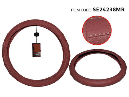GTK Universal Car Steering Wheel Protector Cover Genuine Leather Pvc Bag 38Cm, Maroon