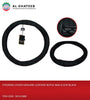 STEERING COVER GENUINE LEATHER W/PVC BAG 8.5CM BLACK