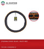 Universal Car Fit Leather Hand Made Round Bag Steering Wheel Cover, Braided Style, Black+Red