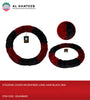 STEERING COVER MICROFIBER LONG HAIR BLACK-RED