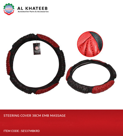 STEERING COVER 38CM EMB MASSAGE-SE537MBKRD