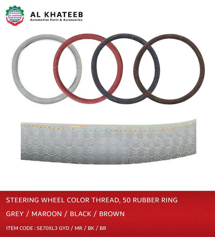 Al Khateeb GTK Universal Car Fit Steering Wheel Cover Maroon Leather 50, Breathable & Non-Slip, Black Rubber Ring, Mix Thread, 38CM