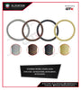 Universal Car Fit Steering Wheel Cover Beige Leather 45, Breathable & Non-Slip, Black Rubber Ring, Mix Thread, 38CM