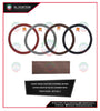 Universal Car Fit Steering Wheel Cover Maroon Leather 50, Breathable & Non-Slip, Black Rubber Ring, 38CM