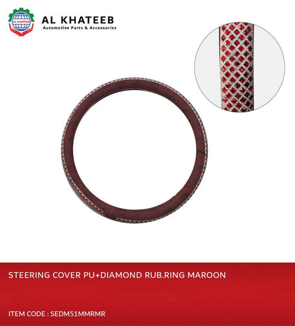 STEERING COVER PU+DIAMOND RUB.RING MAROON