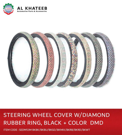 STEERING COVER DIAMOND RUBBER RING BK PU+BLACK DMD