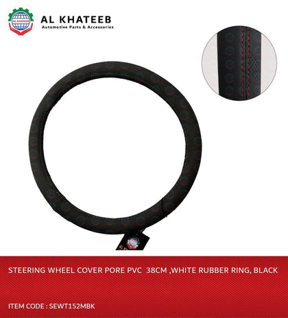 Steering Wheel Cover PVC 38CM White Rubber Ring Black