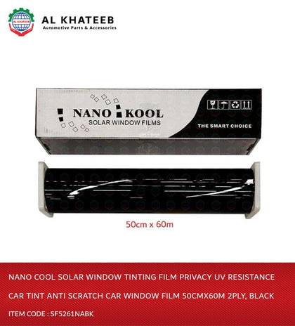 Al Khateeb Nano Cool Solar Window Tinting Film Privacy Uv Resistance Car Tint Anti Scratch Car Window Film 50Cmx60M 2Ply, Black