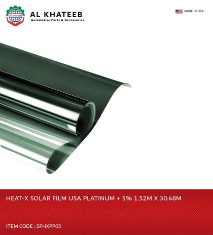 Al Khateeb HEAT-X Solar Window Tinting Film Privacy UV Resistance Car Tint Anti Scratch Car Window Film 1.52M*30.48M USA Platinum+ 5%