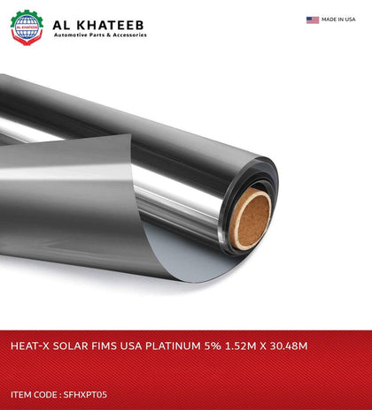 Al Khateeb HEAT-X Solar Window Tinting Film Privacy UV Resistance Car Tint Anti Scratch Car Window Film 1.52M*30.48M USA Platinum 5%