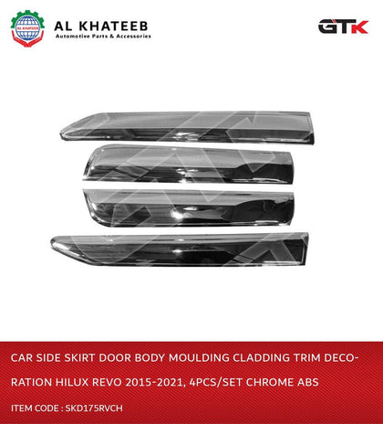 Car Side Skirt Door Body Moulding Cladding Trim Decoration Hilux Revo 2015-2021, 4Pcs/Set Chrome ABS Plastic