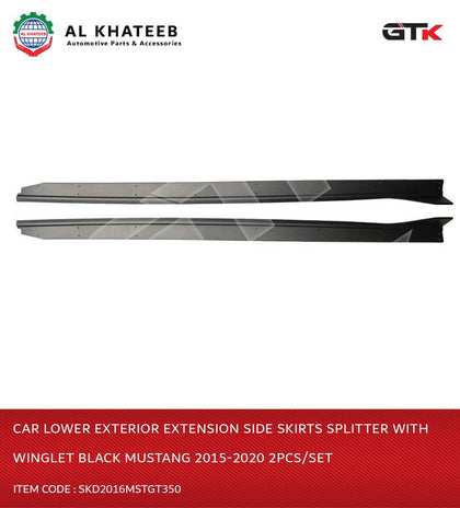 GTK Car Lower Exterior Extension Side Skirts Splitter With Winglet Black Mustang 2015-2020 2Pcs/Set