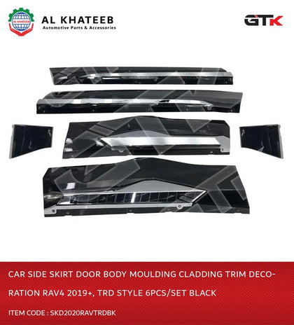 Car Side Skirt Door Body Moulding Cladding Trim Decoration Rav4 2019+, Trd Style 6Pcs/Set Black