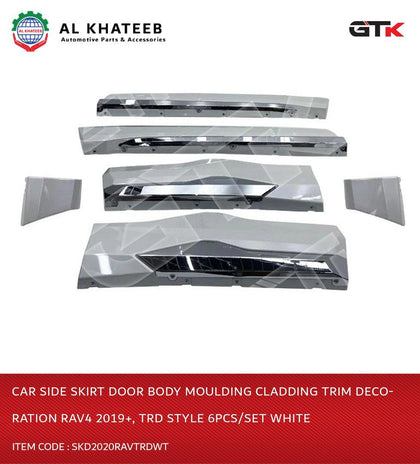 Car Side Skirt Door Body Moulding Cladding Trim Decoration Rav4 2019+, Trd Style 6Pcs/Set White