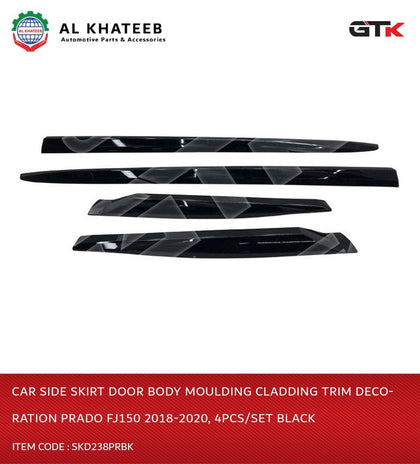 Car Side Skirt Door Body Moulding Cladding Trim Decoration Prado FJ150 2018-2020, 4Pcs/Set Black