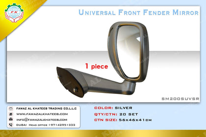 GTK Universal Front Fender Mirror 1Pc, Silver