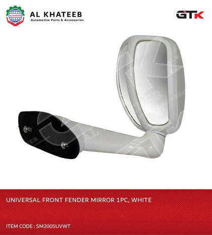 GTK Universal Front Fender Mirror 1Pc, White