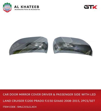 Car Door Mirror Cover Driver & Passenger Side With LED Land Cruiser FJ200 Prado FJ150 Gx460 2008-2015, 2Pcs/Set Chrome