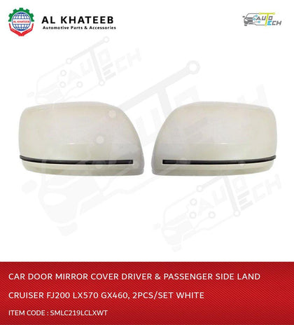 AutoTech Car Door Mirror Cover Driver & Passenger Side Land Cruiser FJ200 LX570 Gx460, 2Pcs/Set White