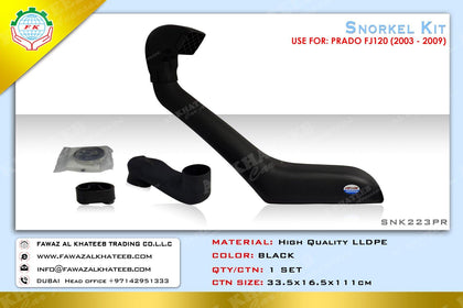 GTK Car Black Snorkel Kit Air Intake System Prado FJ120 2003-2009, High Quality LLDPE