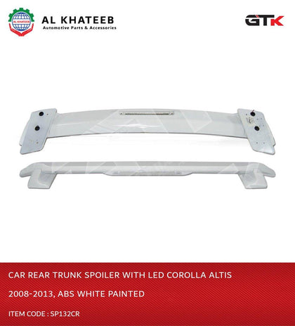 GTK Car Rear Trunk Spoiler With LED Corolla Altis 2008-2013, ABS White Painted