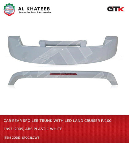 GTK Car Rear Spoiler Trunk With LED Land Cruiser FJ100 1997-2005, ABS Plastic White