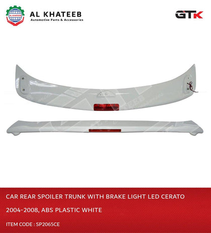 GTK Car Rear Spoiler Trunk With Brake Light LED Cerato 2004-2008, ABS Plastic White