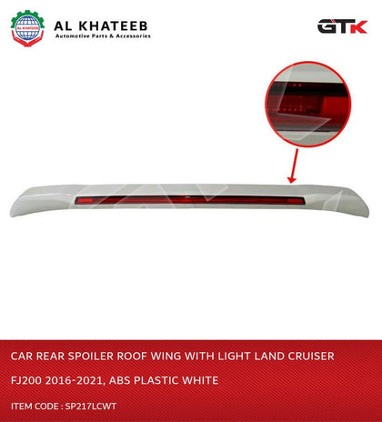 GTK Car Rear Spoiler Roof Wing With Light Land Cruiser FJ200 2016-2021, ABS Plastic White