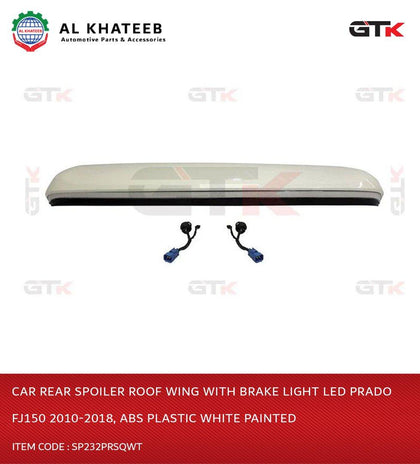 Car Rear Spoiler Roof Wing With Brake Light LED Prado FJ150 2010-2018, ABS Plastic White Painted