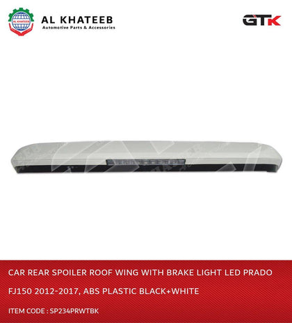 Car Rear Spoiler Roof Wing With Brake Light LED Prado FJ150 2012-2017, ABS Plastic Black+White