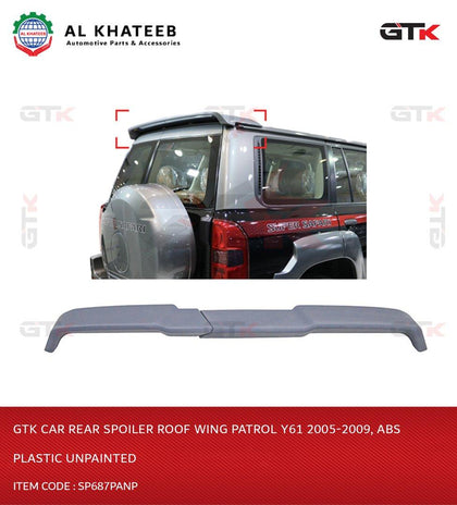 GTK Car Rear Spoiler Roof Wing Patrol Y61 2005-2009, Abs Plastic Unpainted