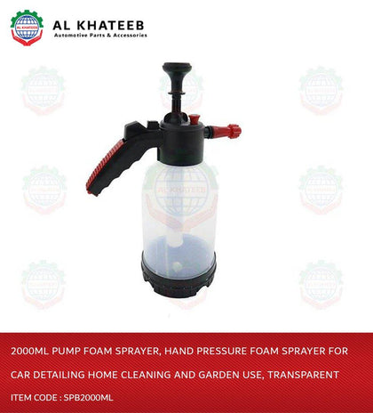 2000Ml Pump Foam Sprayer, Hand Pressure Foam Sprayer For Car Detailing Home Cleaning And Garden Use, Transparent