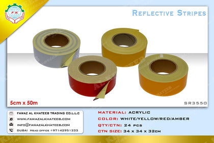 Al Khateeb Multi-Purpose Acrylic Strong Adhesive Stripe Reflector Tape 5CM*50M, Red